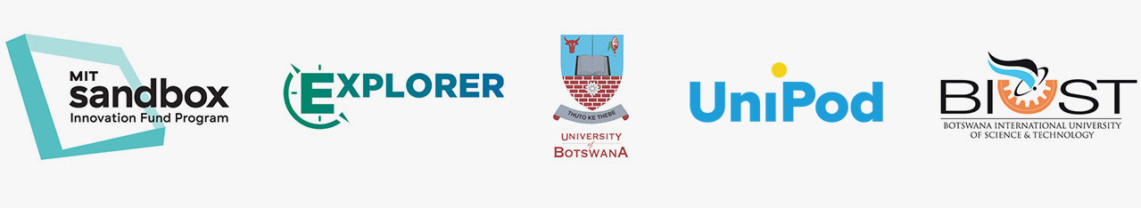 Logos of our partners: MIT Sandbox, EXPLORER, University of Botswana, BIUST, and UNDP